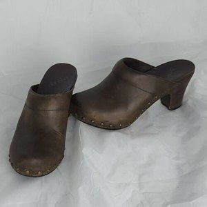 Dansko Brown Leather Heeled Clogs
